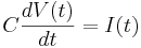   C \frac{dV(t)}{dt} = I(t) 